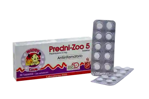 Prednizoo 5mg Para Mascotas X Blister 10 Tabletas Predni-zoo 5 Mg Para Perros Y Gatos