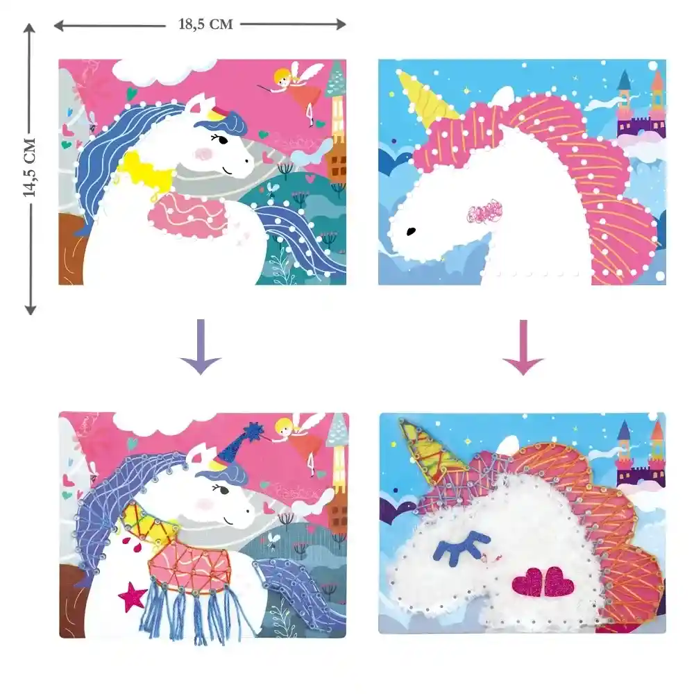 Juego Niños Set De Arte Y Diseño Con Hilos Niñas Unicornios