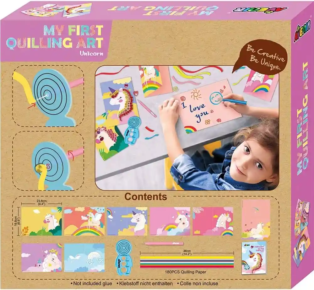 Juego Set De Arte Y Diseño De Tarjetas Con Papel Unicornios