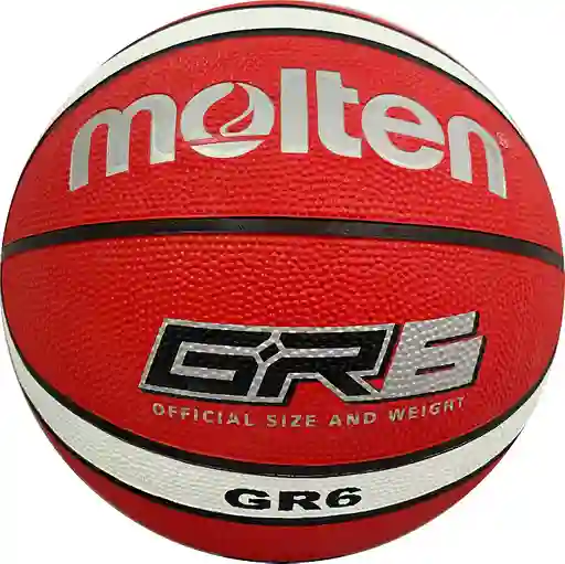 Balón De Baloncesto #6 Molten Bgr6-12 Paneles, En Caucho/ Rojo-blanco-rw
