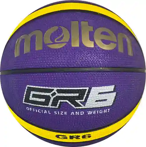 Balón De Baloncesto #6 Molten Bgr6-12 Paneles, En Caucho/ Morado-amarillo-vy