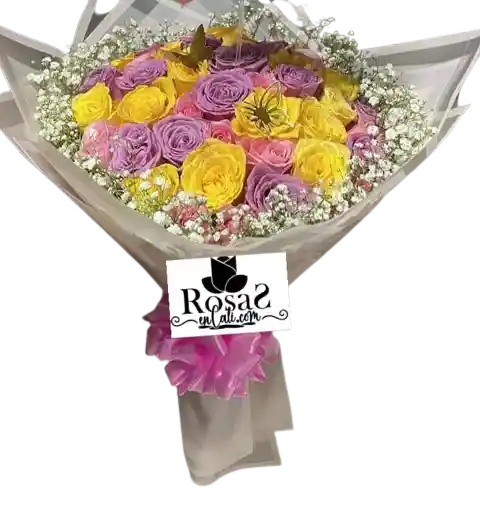 Bouquet Cálido De Rosa En Cali