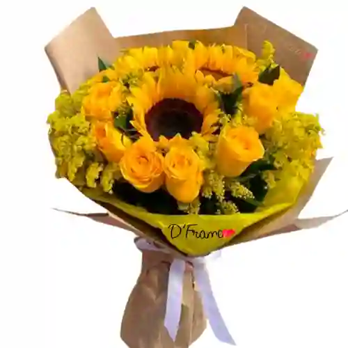 Bouquet De Rosas Y Girasoles