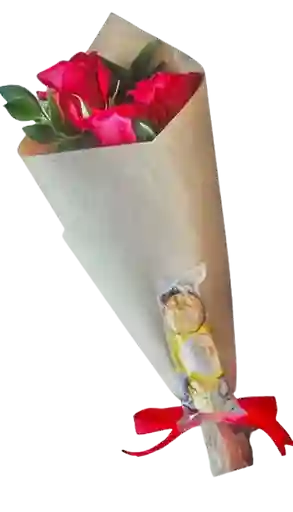 Flores De Rosas En Solitario Con Chocolates X3