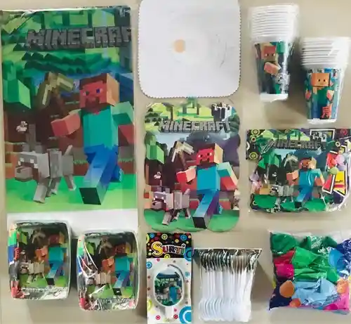Kit Decoración Fiesta Cumpleaños Minecraft