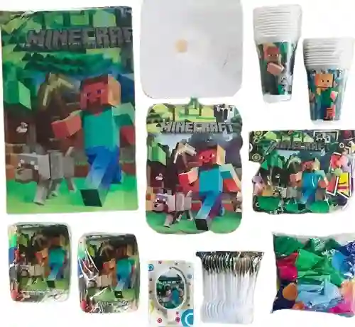 Kit Decoración Fiesta Cumpleaños Minecraft