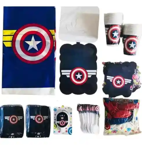 Kit Decoración Fiesta Cumpleaños Escudo Capitan America