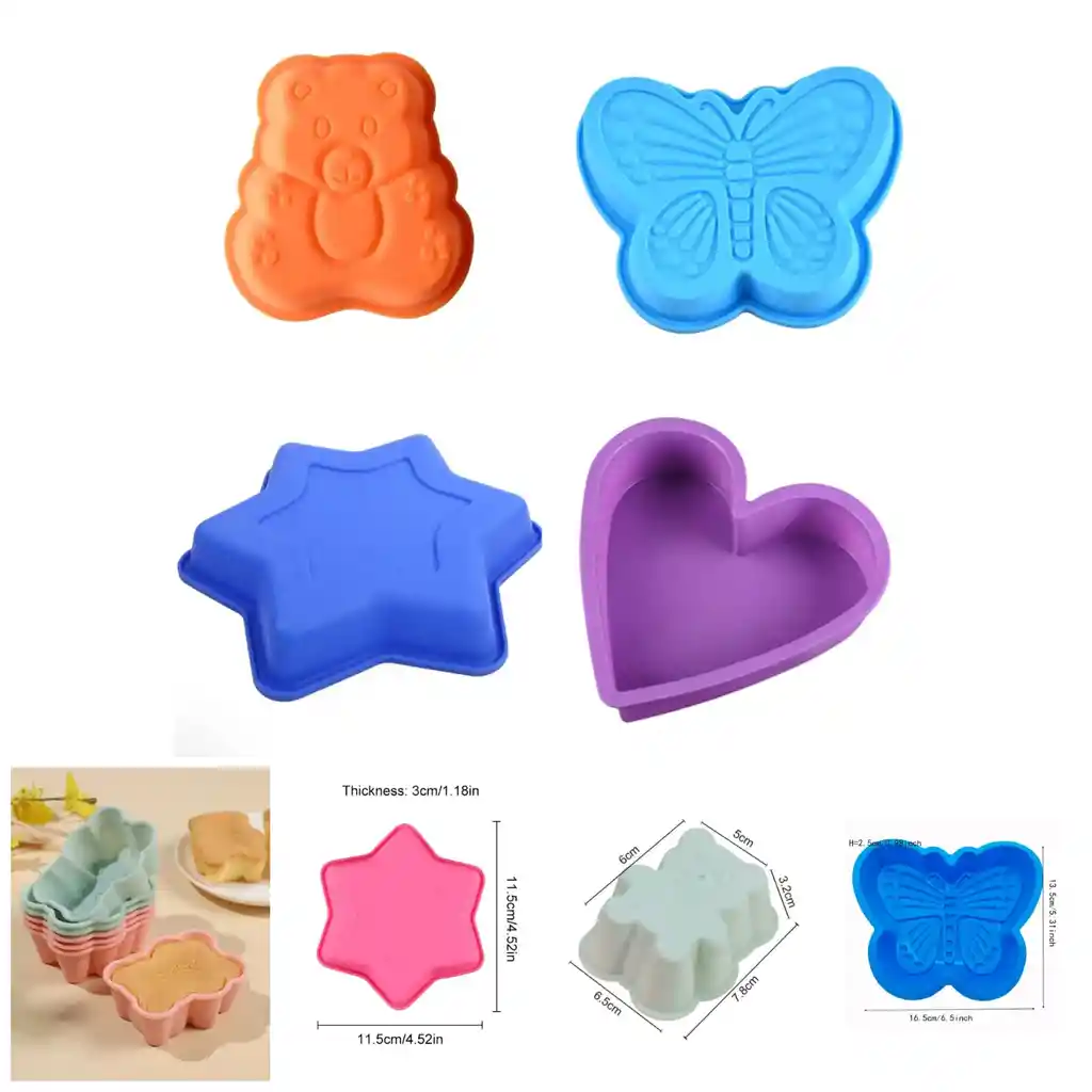 Set Moldes Silicon Para Poque X4 Oso-mariposa-corazon-estrella