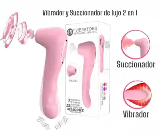 Vibrador Consolador Succionador De Clítoris De Lujo 2 En 1 Con Calefacion