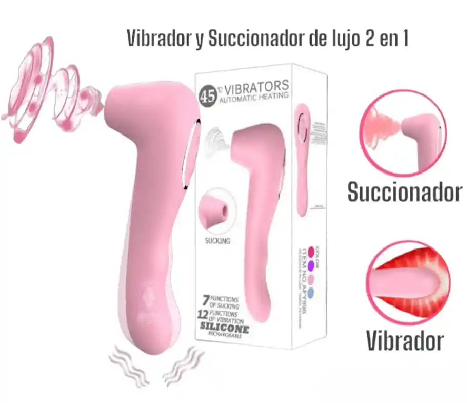 Vibrador Consolador Succionador De Clítoris De Lujo 2 En 1 Con Calefacion