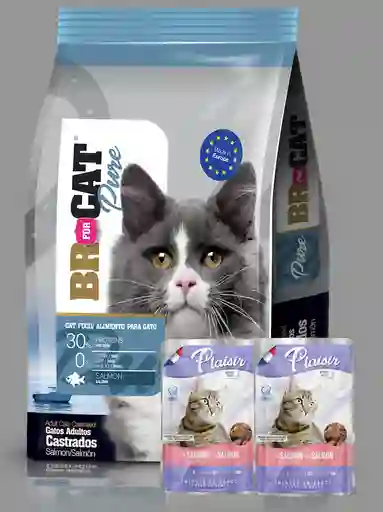 Br For Cat® Pure Gato Castrado Salmón 3 Kg Gratis 2 Pouch Plaisir Salmón