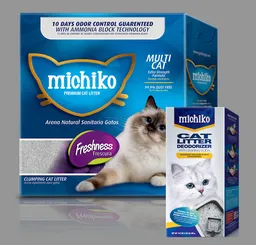 Arena Caja Michiko® Premium 14 Lb Gratis Michiko® Cat Litter Deodorizer 462 G