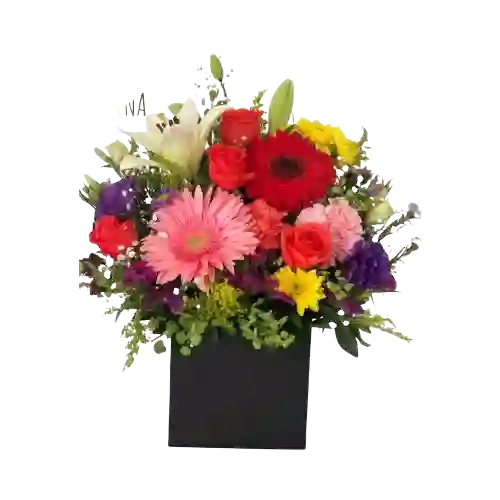 Flores De Gerberas, Rosas, Hortensias Y Lirios En Jarro