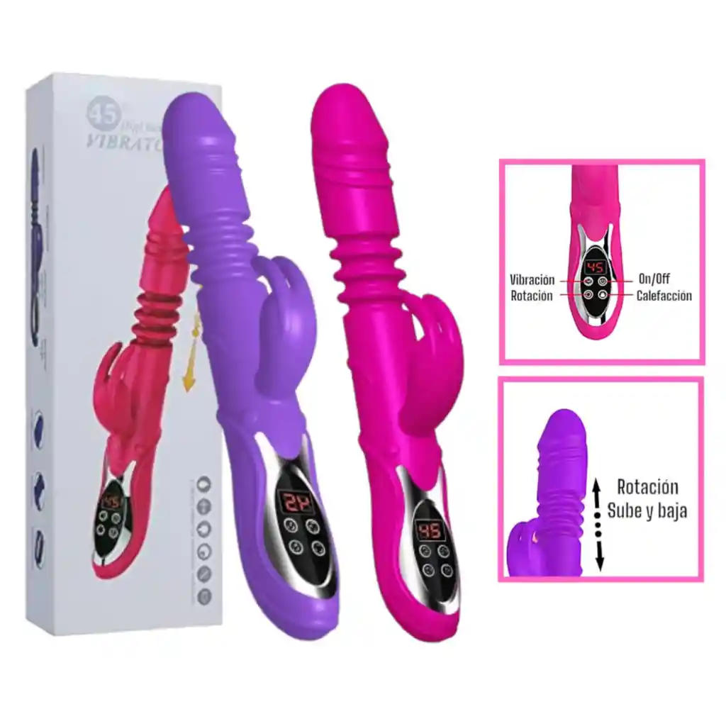 Vibrador Doble Estimulacion Doble Motor Con Calefaccion Gusano Carga Usb