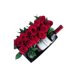 Rosas Rojas En Caja Vino " Reservado " 375 Ml