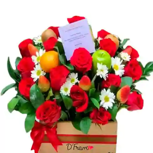 Arreglo De Rosas Y Frutas