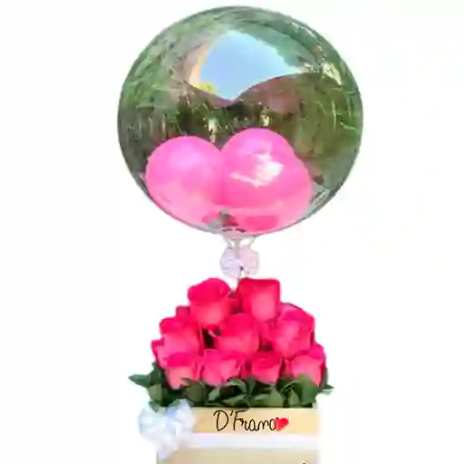 Arreglo Floral Con Globo Burbuja