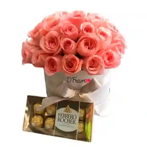 Caja De Rosas Y Chocolates Ferrero