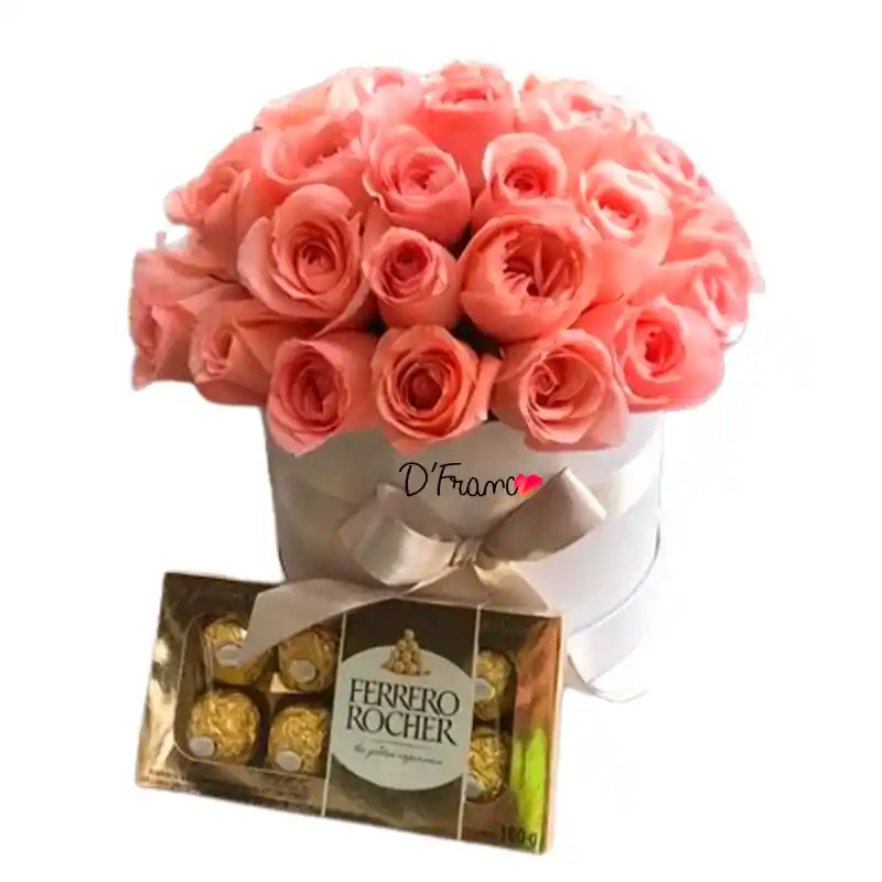 Caja De Rosas Y Chocolates Ferrero