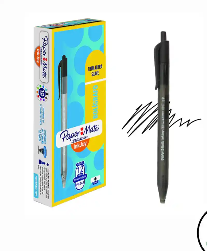 Boligrafo Paper-mate Kilométrico Retráctil Negro