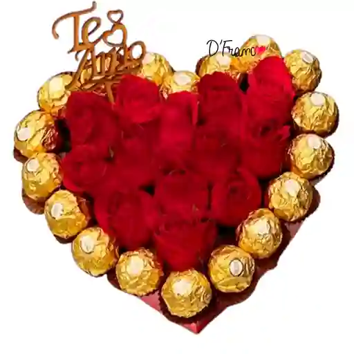 Corazon De Rosas Con Chocolates Ferrero