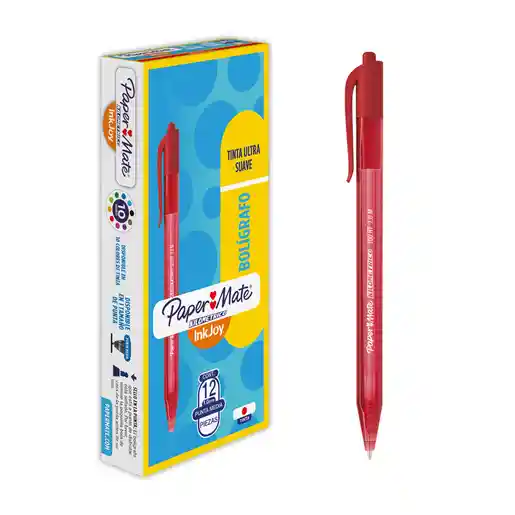 Boligrafo Paper Mate Kilométrico Retráctil Rojo