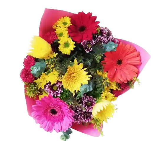 Flores De Gerberas Y Margaritas Multicolor En Bouquet