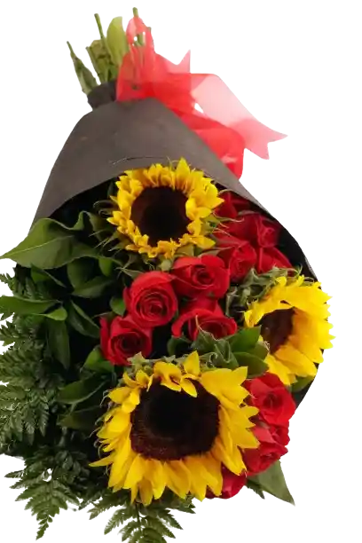 Girasoles Y Rosas Amor En Bouquet