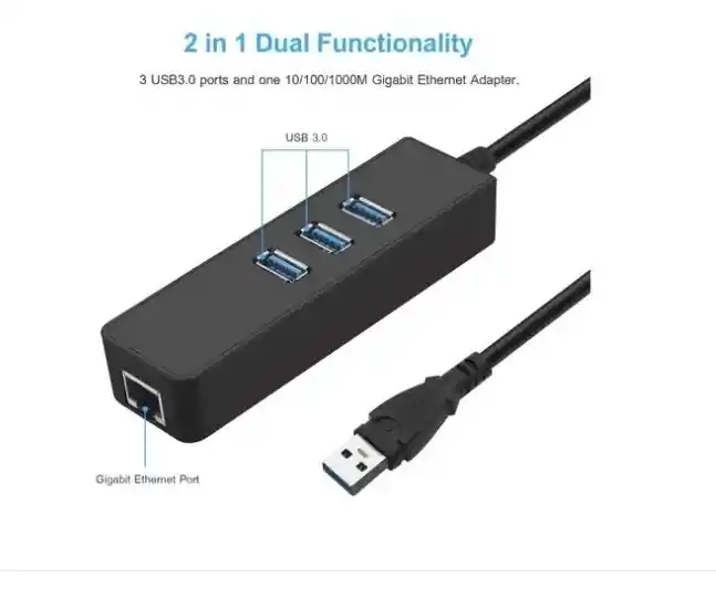 Hub Usb 3.0 Con Puerto Ethernet Gigabit Adaptador