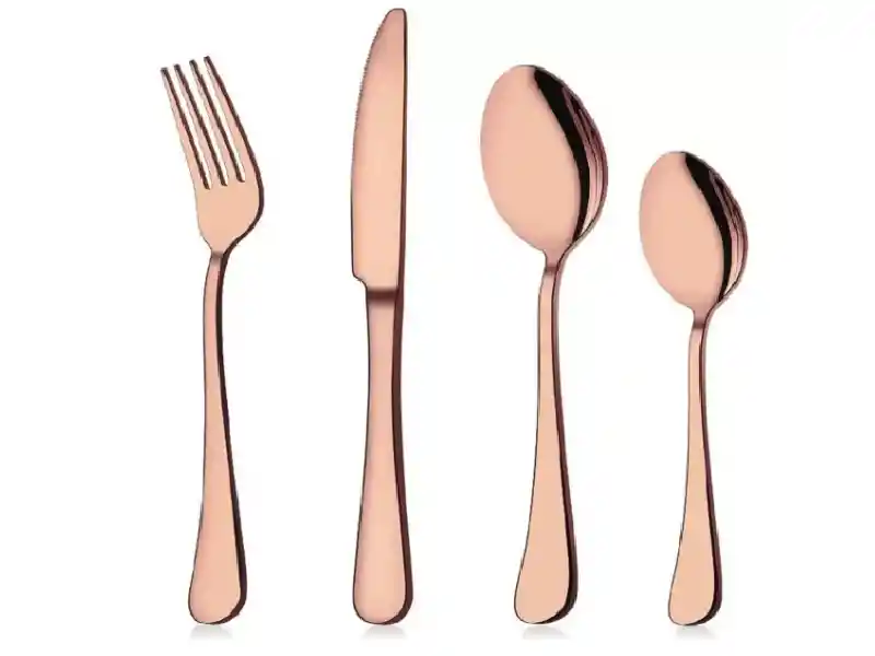 Juego Cubiertos 24 Piezas Acero Inoxidable Color Oro Rosa