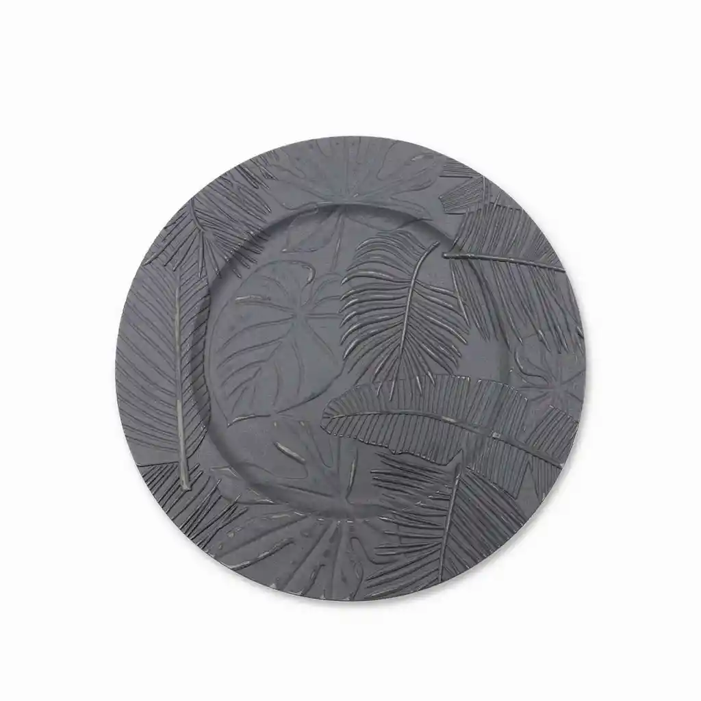 Plato Base Hojas Gris