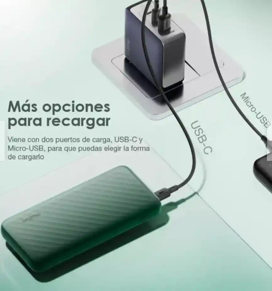 Oraimo Powerbank 10000mah 24a Multicable Usb-c Iphone Negro Opb-p5101