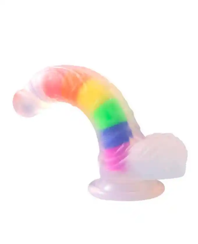 Consolador Arcoiris Transparente Chupa 19 Cm