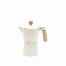 Cafetera Moka 6 Tazas Blanca Mango En Madera