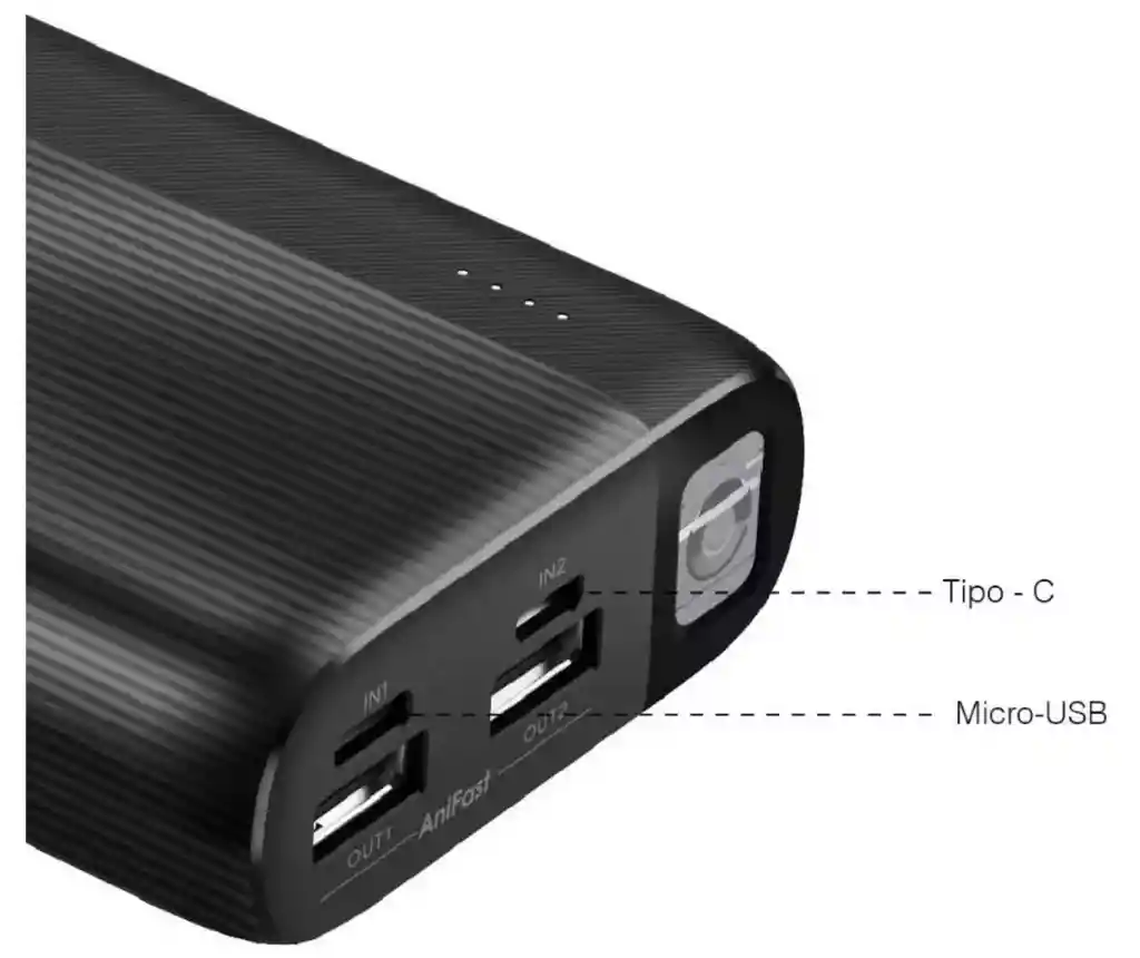 Power Bank Oraimo 20000mah Negro Linterna Luz Led