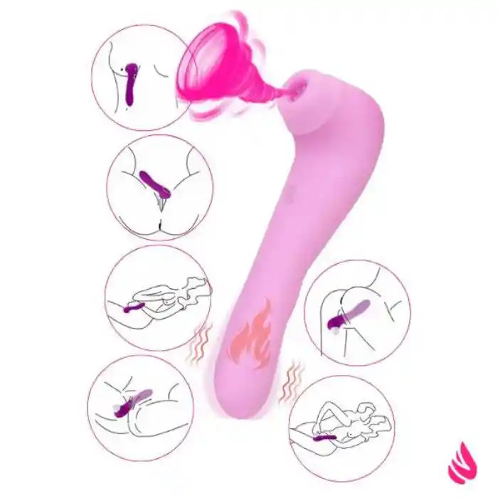 Vibrador Succionador De Clitoris 2 En 1 Estimulador Punto G Con Calefaccion