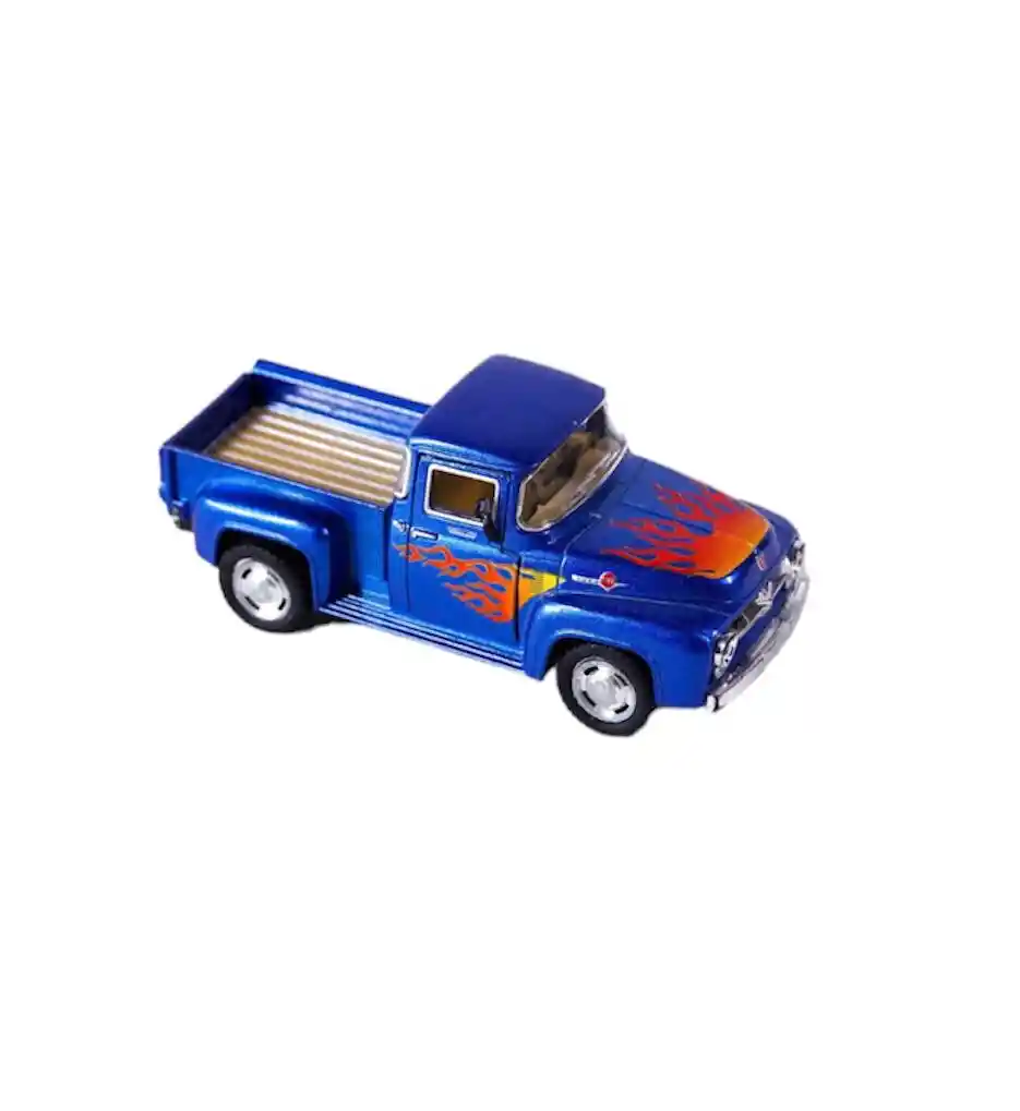 Juguete Coleccionable Camioneta Ford F-100 Modelo 1956 Azul Ref: Kt5385df Metalico Con Retroceso - Largo X 14cm Juego, Juguete, Coleccion, Vehiculo, Regalo, Cumpleaños, Amor, Feliz Dia, Metal, Sonido, Resistente
