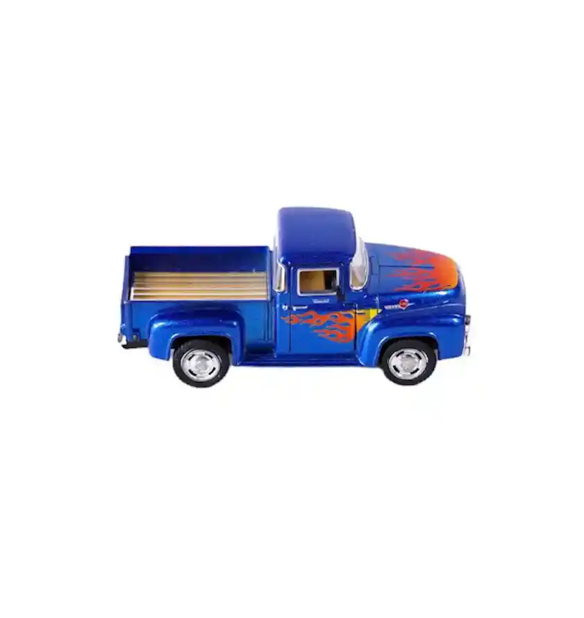 Juguete Coleccionable Camioneta Ford F-100 Modelo 1956 Azul Ref: Kt5385df Metalico Con Retroceso - Largo X 14cm Juego, Juguete, Coleccion, Vehiculo, Regalo, Cumpleaños, Amor, Feliz Dia, Metal, Sonido, Resistente