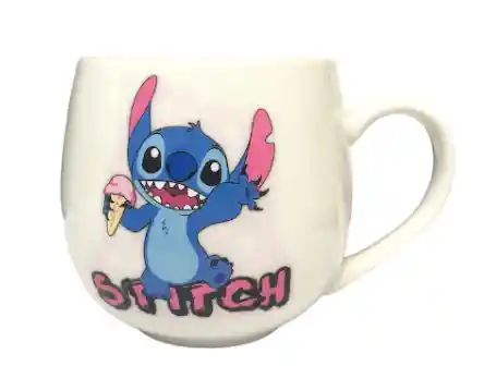 Mug Taza Pocillo Vaso Ceramica Motivo Stitch Con Helado Blanco