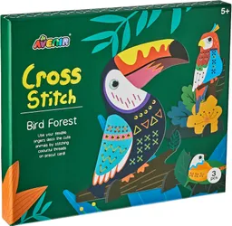 Juego Niños Arte Manualidades Punto De Cruz Tejido Aves Niña