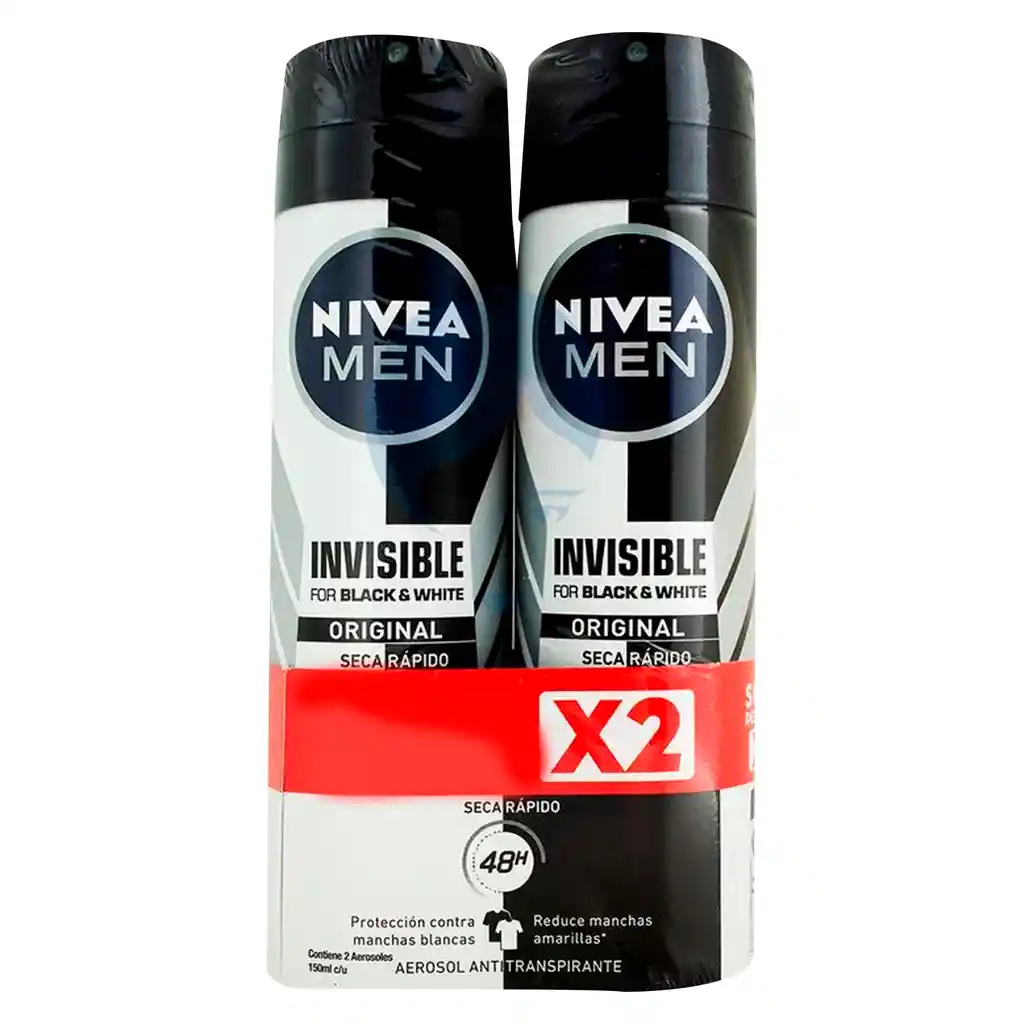 Nivea Desodorante Aerosol Invisible Black And White X 2und X 150ml