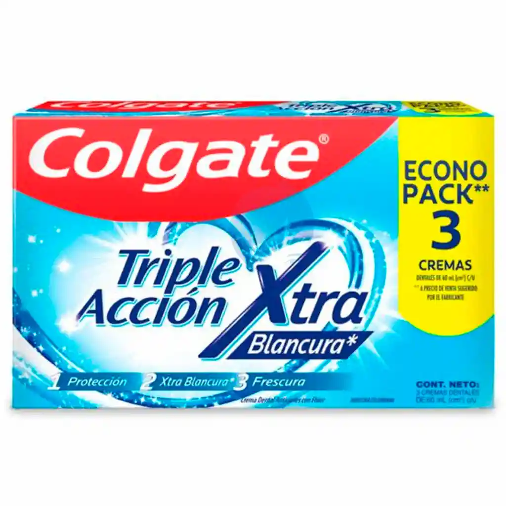 Colgate Crema Dental Triple Accion Extrablancura X 63 Ml