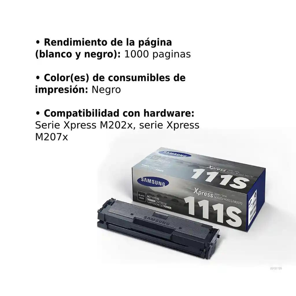 Cartucho De Toner Samsung Mlt-d111s Negro