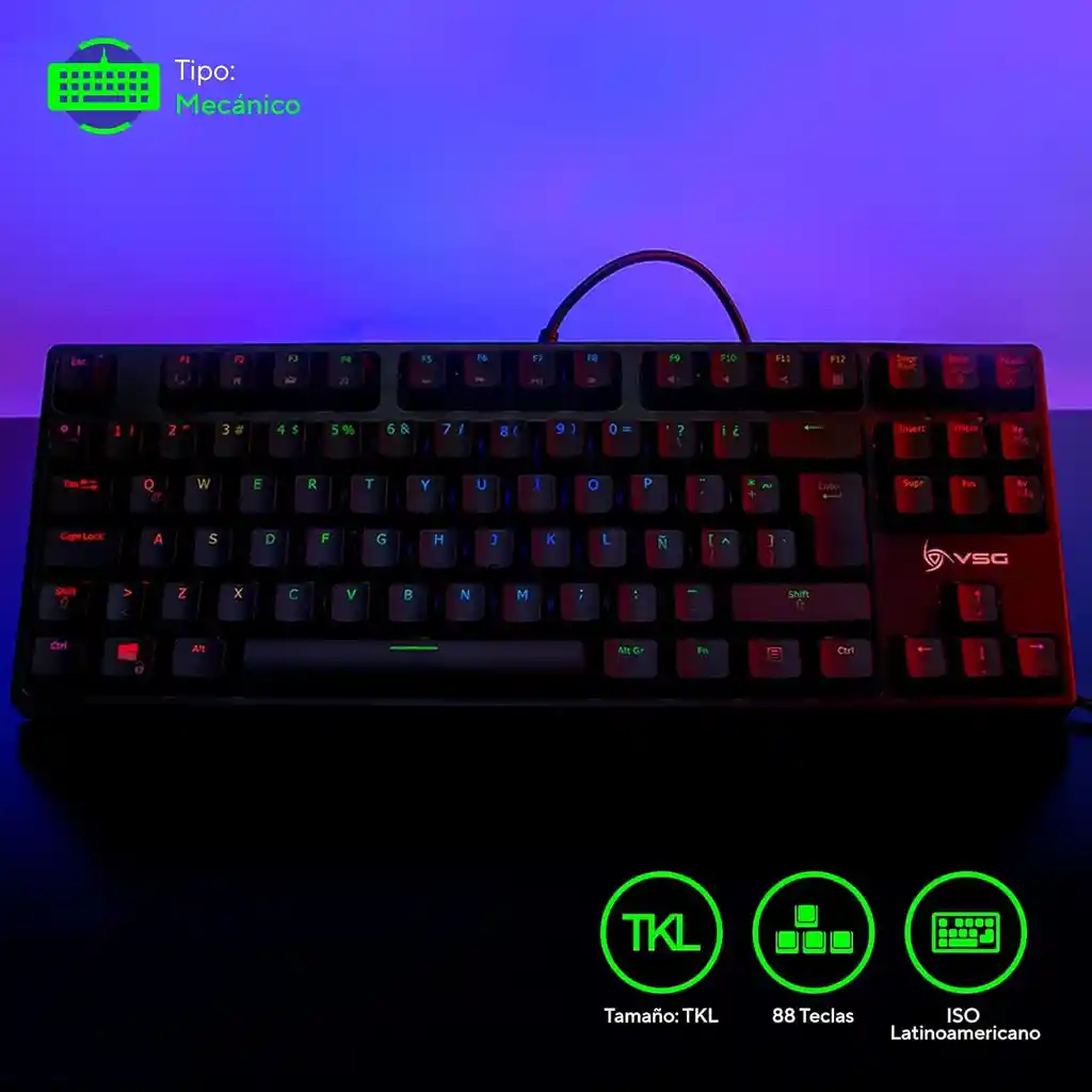 Teclado Mecanico Gamer Rgb Vsg Alnitak 80% | Kailh 70 Millon | Blanco