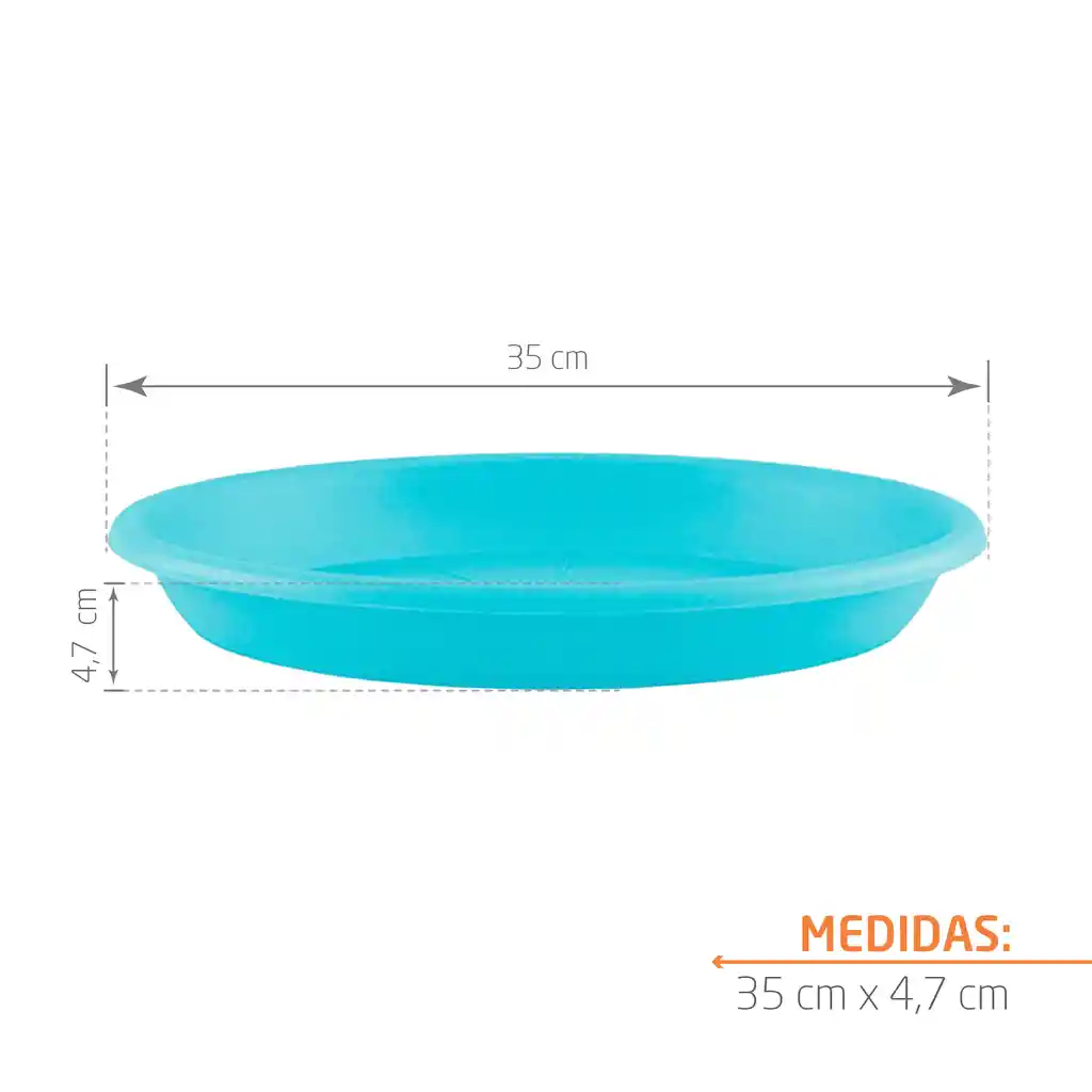 Plato 35 Cm Azul Turquesa