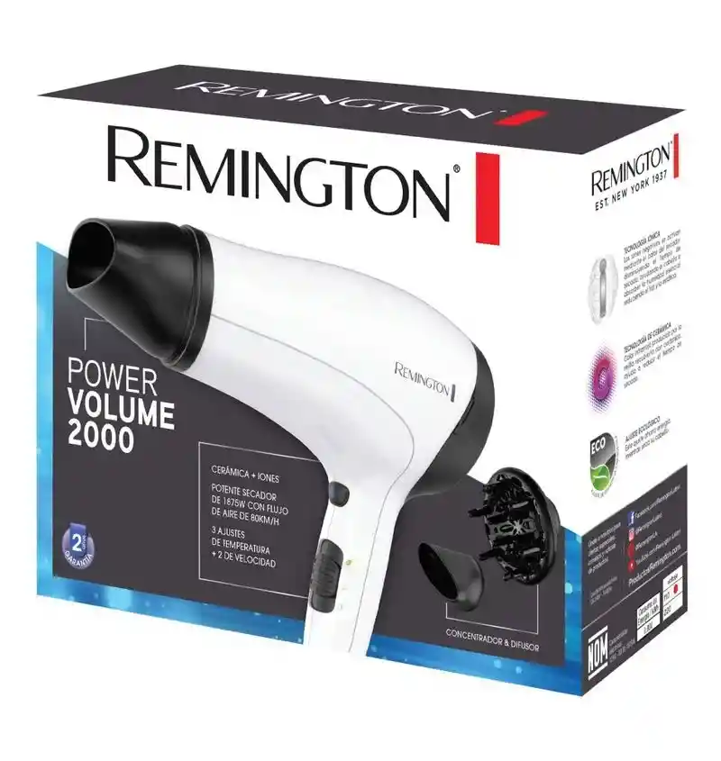 Secador Remington Power Volumen 2000 Con Difusor
