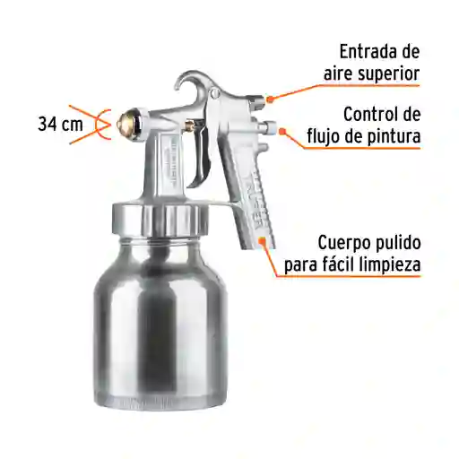 Pistola Para Pintar De Succion 1000 Ml Boquilla 1.5 Mm Truper