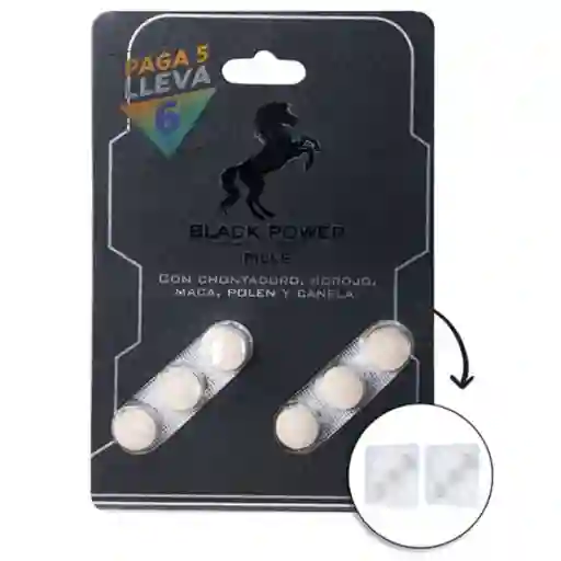 Potenciador Y Energizante Black Power Pills X 5 + 1 Gratis
