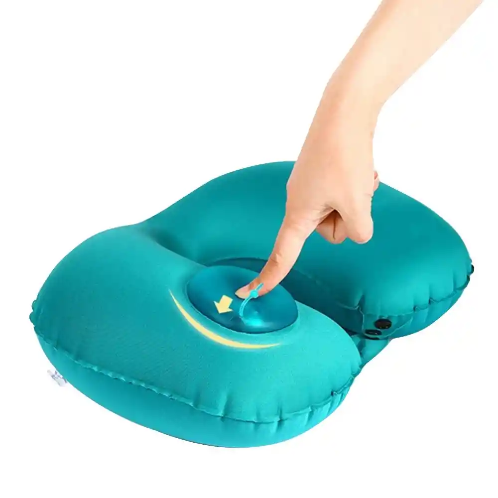 Almohada Inflable Automatica Cuello Cervical + Kit Viajero