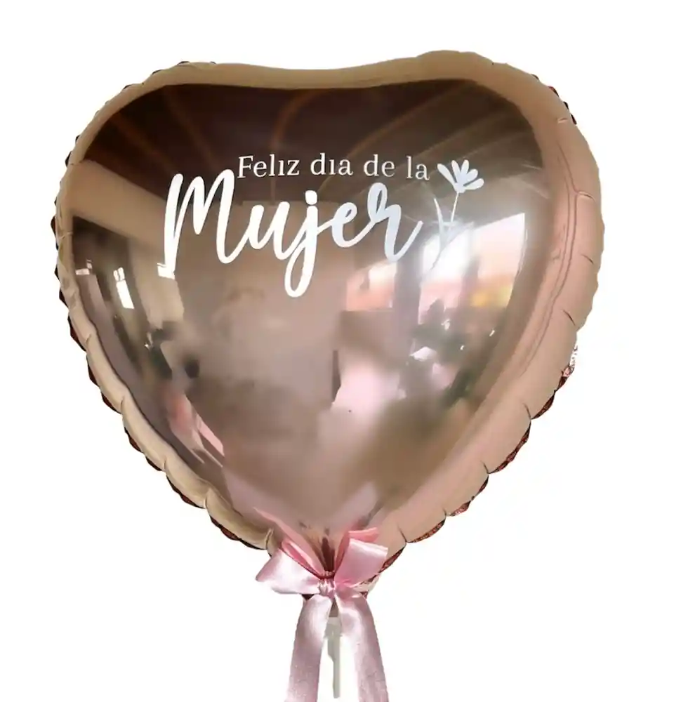 Globo Feliz Día De La Mujer, Oro Rosa. Inflado Al Aire